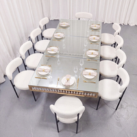 Table de mariage de luxe pour hôtel, table de banquet de mariage, table d'événement dorée, table rectangulaire de mariage en acier inoxydable