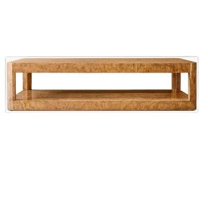 Mesa de Centro de Madera Sólida Estilo Americano, Mesa de Centro de Lujo con Diseño de Corteza de Árbol - Product Image 1