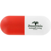 Balle anti-stress en forme de pilule en mousse PU avec logo personnalisé imprimé jouets médicaux promotionnels capsule jouets à presser pour l'éducation des enfants