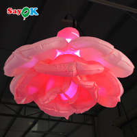 Décorations gonflables publicitaires, éclairage LED, rose suspendue, fleur gonflable géante pour la décoration