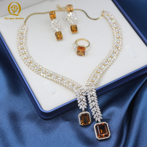 Collar de Lujo con Diseño de Diamantes de Laboratorio en Oro de 18K, Corte Marquesa, Colgante con Incrustaciones de Diamantes, Gema Central de Topacio Amarillo, Joyería de Boda para Mujer - Product Image 6