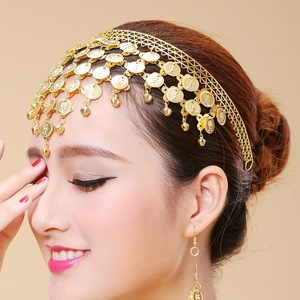 Pinces à cheveux triangulaires or et argent avec pièces de monnaie suspendues, chaînes de front, <span class=keywords><strong>bijoux</strong></span> de tête pour spectacle de danse HS015 - Product Image 3