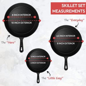 Ensemble de 3 poêles <span class=keywords><strong>en</strong></span> <span class=keywords><strong>fonte</strong></span> pour la cuisson des pizzas, facile à utiliser dans le four, la cuisinière et le gril. - Product Image 6