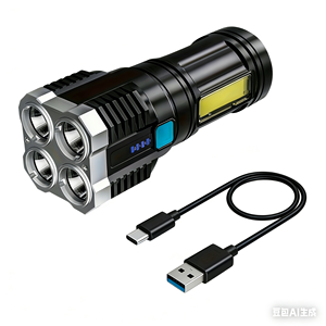 Linterna Recargable Súper Brillante de Largo Alcance LED para Exteriores y Hogar, Linterna de Alta Potencia - Product Image 1