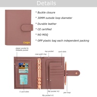 Yihe Best Seller 30MM 6 Bague en or rose A6 Reliure en cuir de litchi souple Portefeuille Sacs à feuilles de mouche pour la gestion du budget de trésorerie