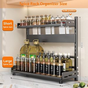 Multifunction Durable Modern <b>Chrome</b>-Plated Iron Space-Saving Kitchen Storage Rack Organizer Spice Food Tools Seasoning Shelves - Product Image 3