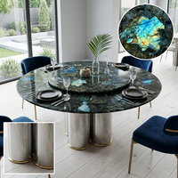 Table ronde en granit bleu émeraude Luca |   Granit naturel pour hôtel, restaurant, villa, appartement, projet de banquet et commande ODM OEM