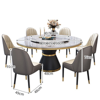 Plateau rond en marbre du Guangxi au design moderne avec table à manger à base de métal