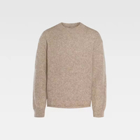 Pull-Over Homme en Laine Alpaga Tricoté Brossé Luxe Jacquard Contrastant Lettré, Conception Personnalisée pour Fabricant de Mailles