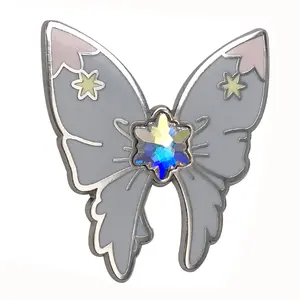 Kunshan-pin de solapa de esmalte duro de metal, níquel, forma de mariposa a granel, personalizado, para recuerdo