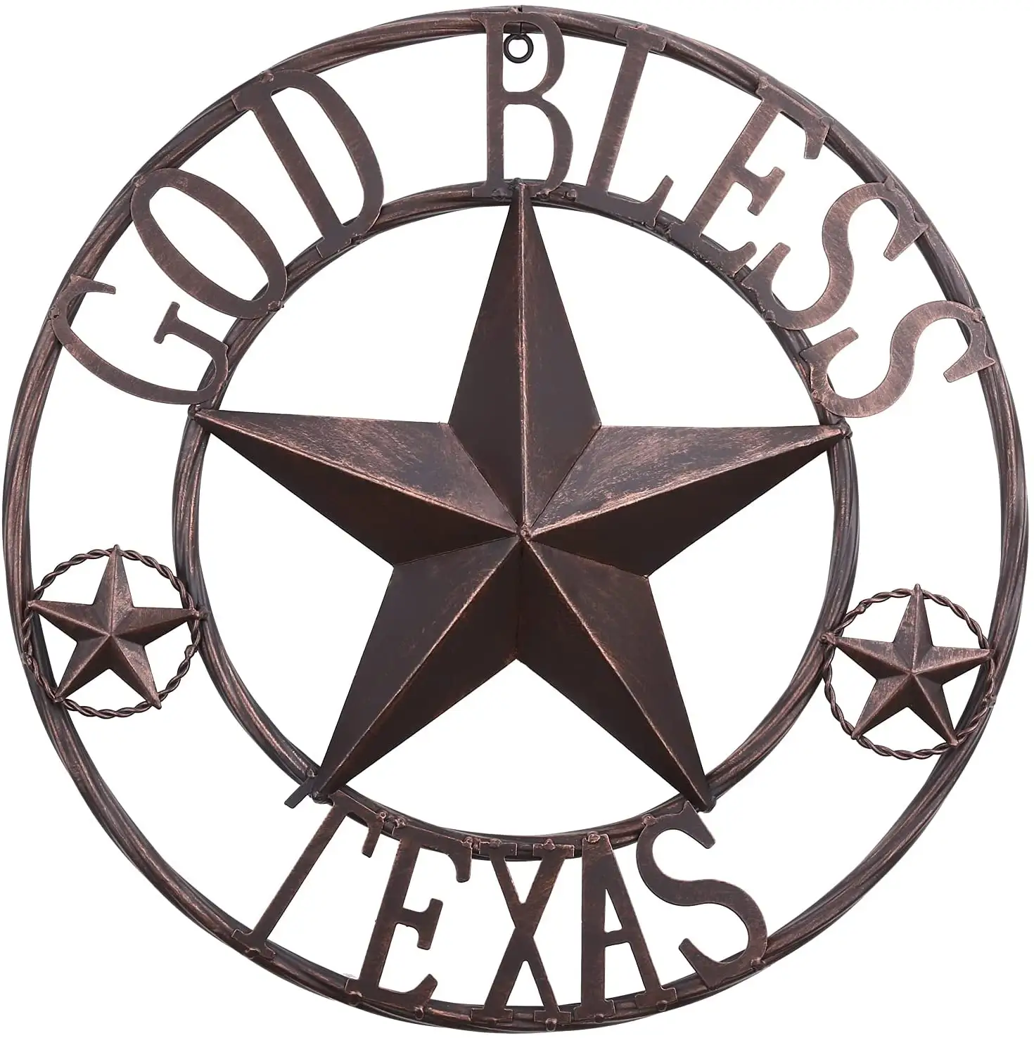 Amazon Hot selling Round metal Vintage Rustic Texas Star State interior home decoration wall art home decor