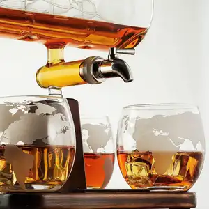 Sıcak satış ucuz fiyat yeni tasarım küre varil viski bardağı Decanter Decanter züccaciye bardak seti şişe fincan