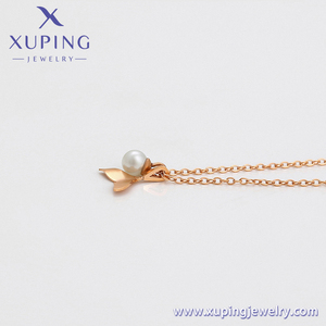 Xu ping-collar de acero inoxidable con forma de cola de pez, joyería sencilla, collar, perla, oro rosa, estilo INS, a la moda, A00740471 - Product Image 3