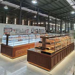 Customized Luxury Bread Cake Display <b>Racks</b> With LED Lighting Wood Tiered Shelves Freestanding Indoor Use Varnish Finish - Product Image 2