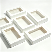 Boîte à fenêtre rectangulaire en carton blanc avec couvercle transparent pour biscuits, cupcakes, pâtisseries, emballage de boulangerie