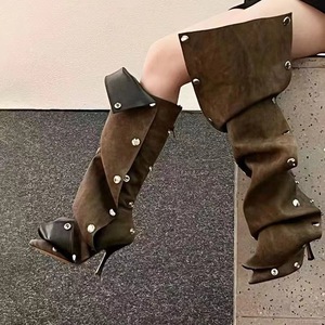 Nouvelle couleur mode bout pointu boucle Stiletto chaussures amovibles transformateur sur les bottes au genou cuissardes femmes bottes - Product Image 6