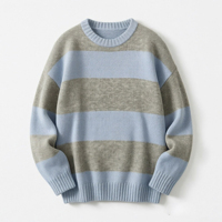 Pull tricoté décontracté à rayures Y2K personnalisé OEM, col rond vintage