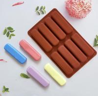 Vente en gros de 8 cavités forme rectangulaire mousse au chocolat bonbons biscuit flocons d'avoine moule à pâtisserie pliable en silicone moule à chocolat