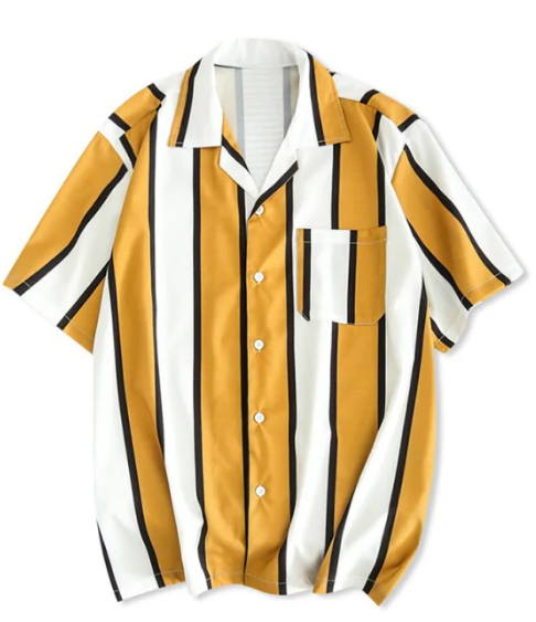 Zaful Mens Striped Short Sleeve Button Up Men's Vertical Striped