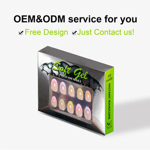 <span class=keywords><strong>Faux</strong></span> <span class=keywords><strong>ongles</strong></span> réutilisables Nailway de haute qualité, design arc-en-ciel, courts, ovales, colorés, à coller. - Product Image 3