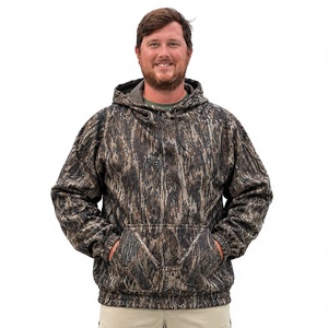 Sudadera con Capucha de Camuflaje Gris para Hombre, Manga Larga, con Bolsillo Tipo Canguro - Product Image 1