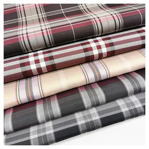 Bán buôn dệt polyester sợi nhuộm vải kiểm tra kẻ sọc vải may mặc