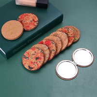 Handheld Double-Sided Cork Compact Makeup Mirror Factory Wholesale Cat-Shaped Pocket Mirror Portable and Personalized