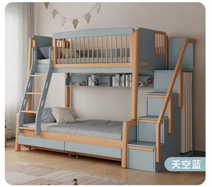 Cuna de madera para dormir de lujo para niños de Color natural cama extensible para niños pequeños con cambiador