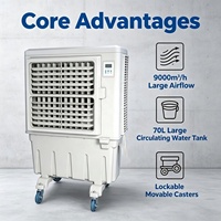 Refroidisseur d'eau axial portable KDT-90 avec écran LCD, 3 vitesses, roulettes verrouillables, 30-50 ㎡   Ventilateur de refroidissement commercial