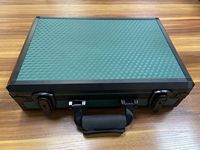 Kotak Penyimpanan Jam Tangan Aluminium Hijau Tua dengan Tutup Atas Transparan, Kotak Display Jam Tangan Multi Grid, Koper Penyimpanan Kolektor Jam Tangan Portabel