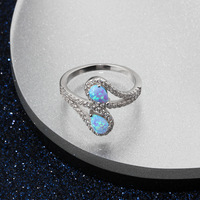 Bague Bypass en Argent Sterling 925 avec Opale Bleue, Halo Ovale, Fabrication Directe Usine, Bijoux Personnalisés OEM en Gros