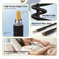 Cable de Extensión de Audio Hi-Fi de 3.5mm, Conductor de Cobre Desnudo, Trenzado de Nailon, Chapado en Oro, Macho-Hembra, Estéreo, Auxiliar, para Auriculares, Altavoces de Coche