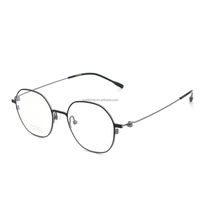Montura de gafas ópticas redondas de titanio unisex, monturas de gafas graduadas ligeras a la moda