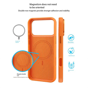 Coque de téléphone magnétique tissée technologique tendance pour iPhone 17 16 15 14 13 12 Pro Max 17 Air avec cadre métallique pour appareil photo et protection antichoc - Product Image 3