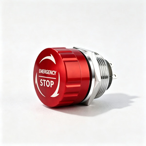 Botón pulsador metálico de parada de emergencia IP65 con bloqueo para uso en panel de control de secador de aire - Product Image 1