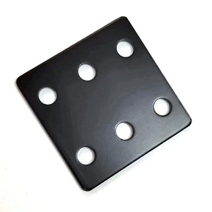 Placa de conexión de seis orificios 60x60x2.8mm, abrazadera de esquina cepillada en negro mate para puertas de madera, armarios y estanterías. - Product Image 3