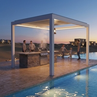 Pergola en aluminium avec toit en verre Sweet Home, auvent rétractable motorisé à lames orientables, système d'ombrage imperméable moderne pour patio extérieur