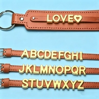 [Lettres Alphanumériques Dorées en PVC] Porte-clés en Similicuir PU, Breloque de Téléphone pour Couples, Personnalisable DIY