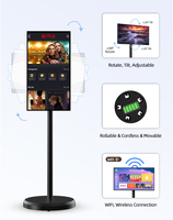 Televisor Portátil al por Mayor para Cocina, Pantalla Táctil de 21.5 Pulgadas, Televisor Móvil Portátil con Soporte, Televisor Inteligente Android con Ruedas