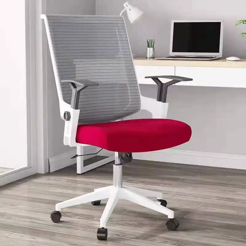 Factory price modern cheap office furniture mesh back fabric swivel red seat office chair