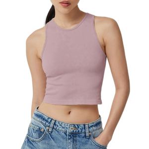 เสื้อครอปแขนกุดผ้าฝ้ายถัก 100% สำหรับฤดูร้อน ขายส่ง รับผลิตแบรนด์ของคุณเอง แห้งเร็ว ระบายอากาศดี เป็นมิตรกับสิ่งแวดล้อม สไตล์ลำลอง พิมพ์ลายดิจิทัลด้านหน้า - Product Image 5