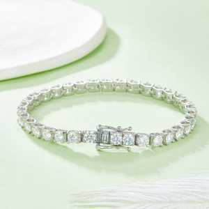 Bracelet tennis en argent sterling 925 avec moissanite, plaqué rhodium, D VVS, taille brillant rond, quatre griffes, luxe unisexe pour mariage - Product Image 3