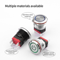 WD22mm pas de lumière courant élevé 10A/15A métal bouton poussoir interrupteur fil connecteur 4 broches momentané/loquet