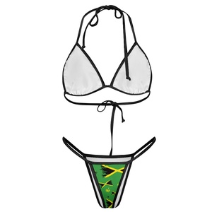 Set Bikini Personalizzato <span class=keywords><strong>da</strong></span> Donna, Top Triangolare con Allacciatura al Collo, Slip a Vita Bassa, Costume <span class=keywords><strong>da</strong></span> <span class=keywords><strong>Bagno</strong></span> Due Pezzi con Stampe su Richiesta - Product Image 3