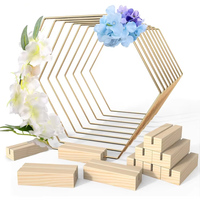10 Stück 8 Zoll Sechseckige Metall-Blumenringe als Tischdekoration mit 10 Stück Platzkartenhaltern für Hochzeits- und Partydekoration HS1349