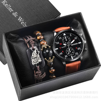 Ensemble de montres à quartz pour homme avec bracelet en cuir minimaliste tendance + bracelet en acier inoxydable - Boîtier en alliage 10 mm - Ensemble de 2 pièces pour couples