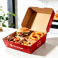 Cajas de Papel para Comida Rápida Biodegradables y Ecológicas con Logotipo Impreso Personalizado, para Hamburguesas, Papas Fritas y Pollo Frito, con Relieve