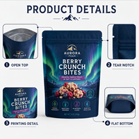 Sachets Doypack à Fermeture Zip Refermable, Qualité Alimentaire, Finition Mate, Impression Personnalisée, Design Moderne, pour Baies Lyophilisées et Flocons d'Avoine, Pochette Autoportante