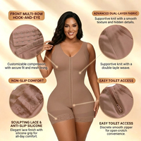 Fajas Colombianas al por mayor de fábrica: Bodysuit moldeador de abdomen con 3 filas de ganchos, logo personalizado, OEM, ODM, proveedor a granel