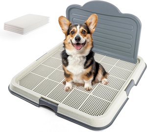 Pawise grand plateau d'entraînement <span class=keywords><strong>de</strong></span> pot pour chiot avec grille en maille et garde contre les éclaboussures support <span class=keywords><strong>de</strong></span> coussin <span class=keywords><strong>de</strong></span> <span class=keywords><strong>pipi</strong></span> pour chien avec mur haut toilette intérieure pour chien - Product Image 1